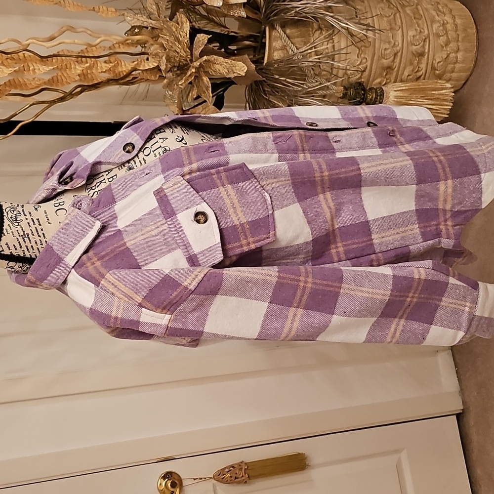 BRAND NEW WITH TAG LAVENDER PLAID FLANNEL JACKET - Picture 4 of 7